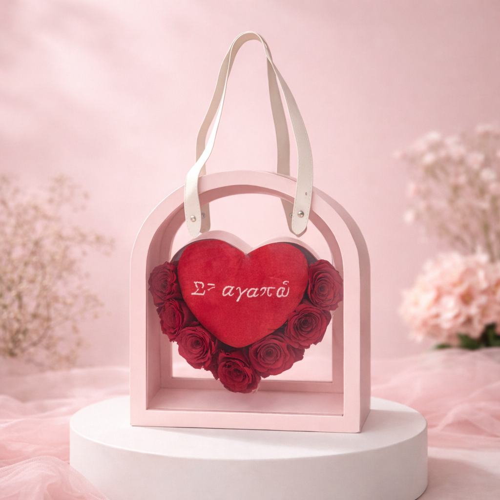 Leather Ηeart Βag | Τριαντάφυλλα Και Καρδιά Μαξιλάρι